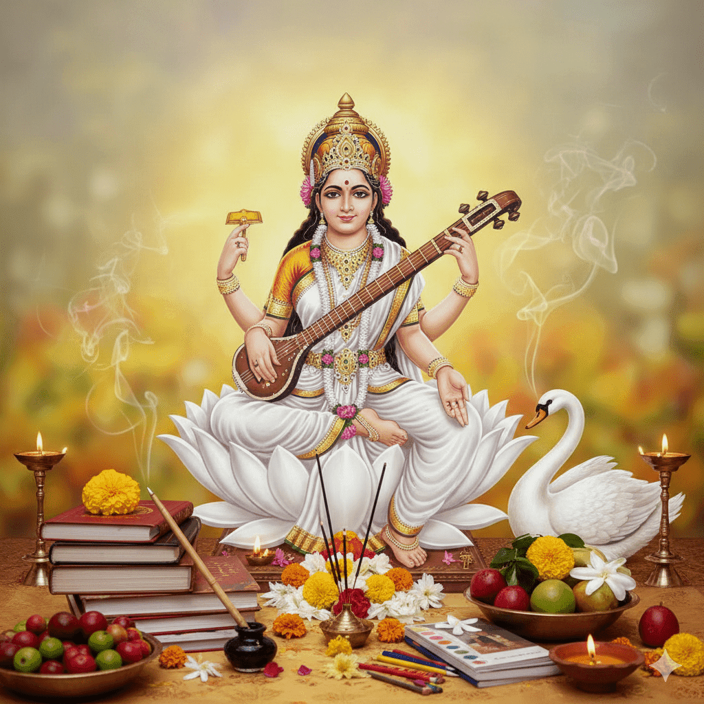 পুরোহিত ছাড়াই বাড়িতে সরস্বতী পূজা করার সহজ নিয়ম ও মন্ত্র (A-Z গাইড)