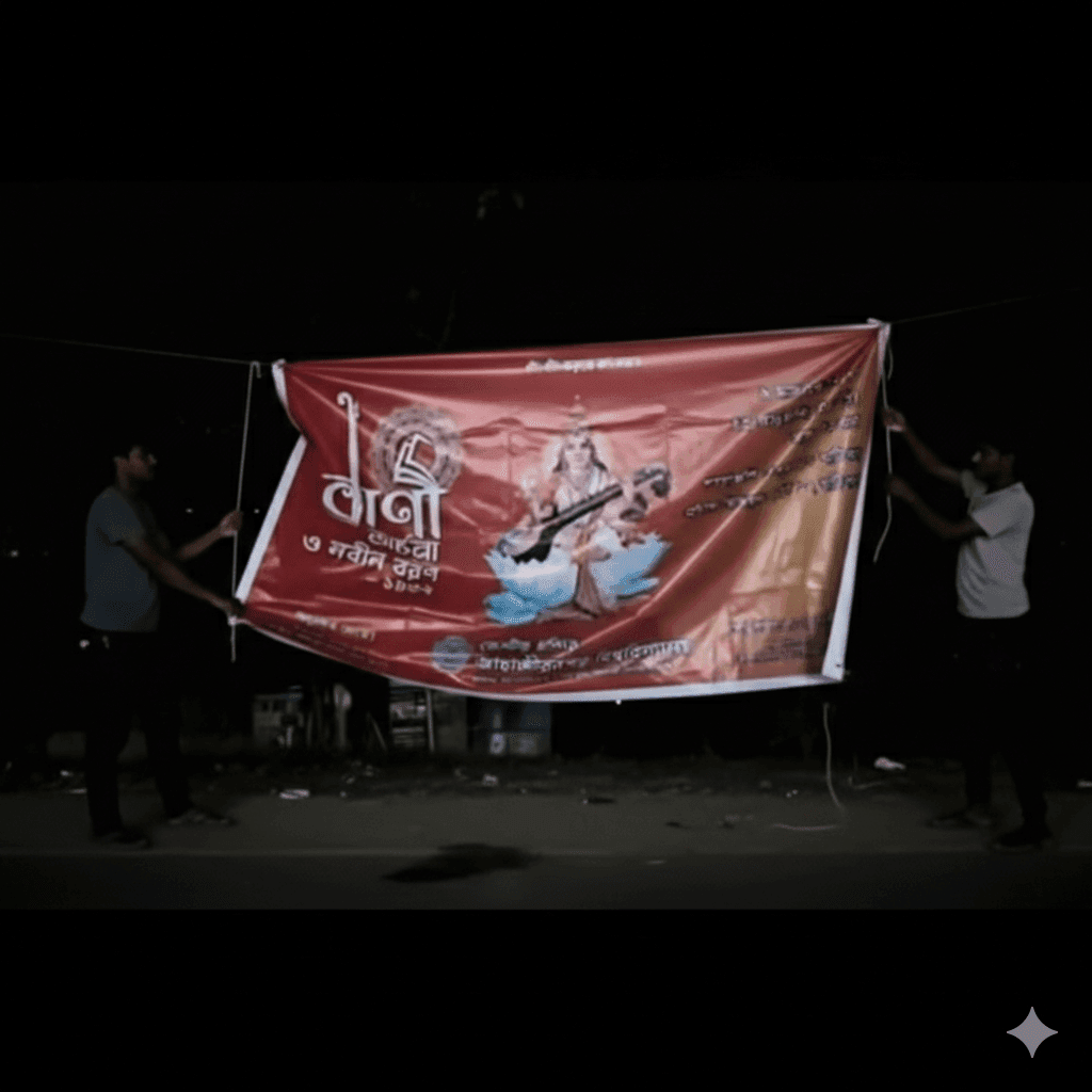 জাহাঙ্গীরনগর বিশ্ববিদ্যালয়ে সরস্বতীপূজা উপলক্ষে টানানো ব্যানার খুলে ফেলার অভিযোগ