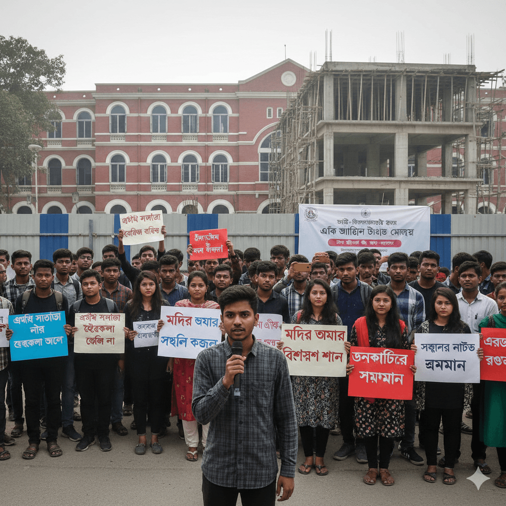 জগন্নাথ বিশ্ববিদ্যালয়ে মন্দিরের জায়গায় টয়লেট নির্মাণ নিয়ে বিতর্ক | ক্যাম্পাসে উত্তেজনা